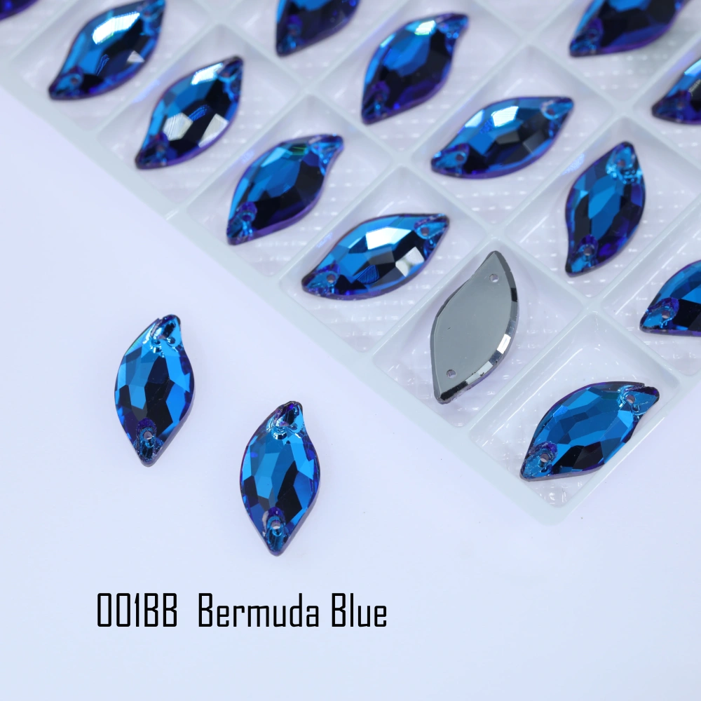 Rhinestone Diamond Leaf Sew-on Stone Crystal Plating Effect Various colors of high-quality K9 glass rhinestones with flat back