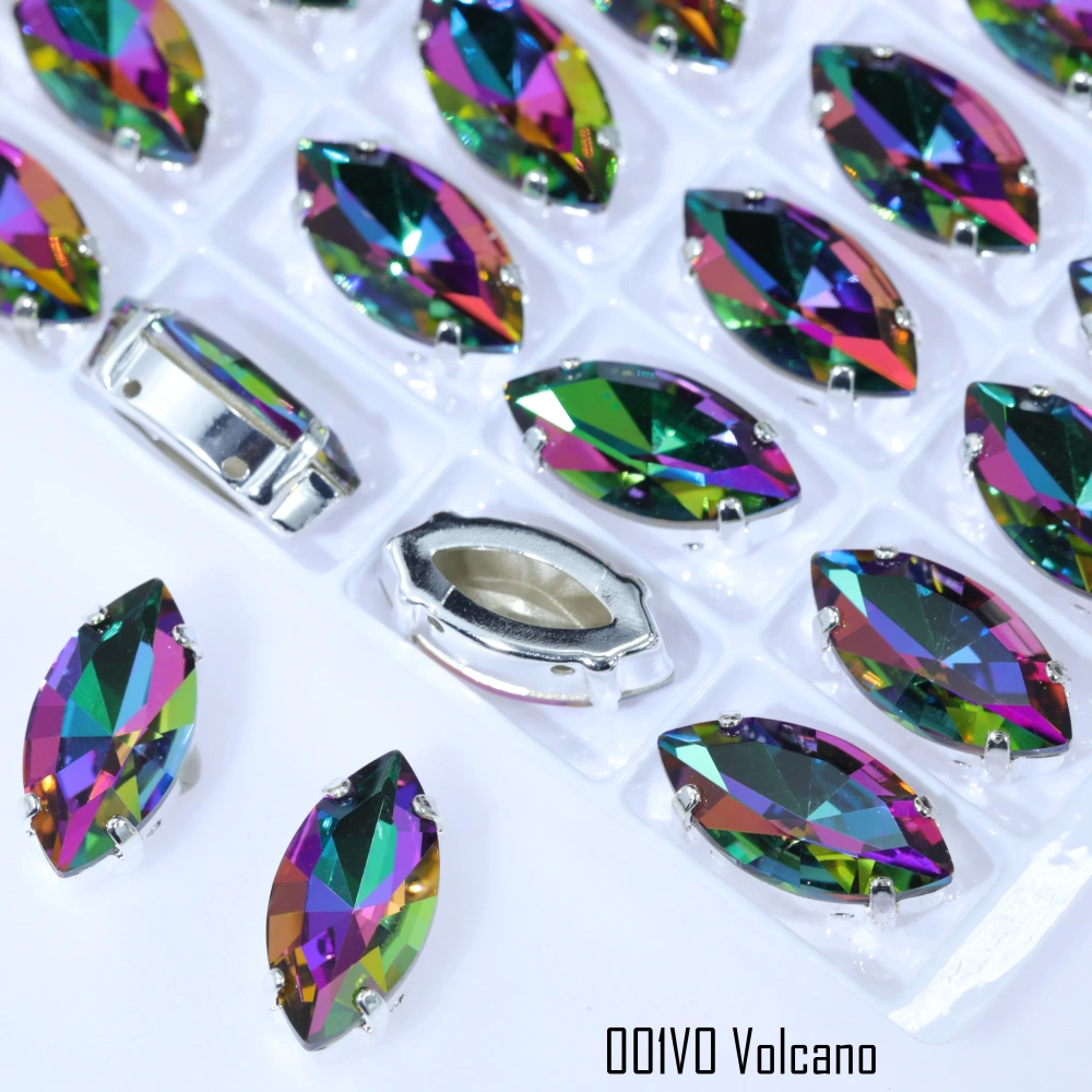 Sparkling Horse Eye Rhinestones Top Quality Glass Crystal Claw Sew On Beads White Coated For DIY Bags Shoes Phone Case Clothing