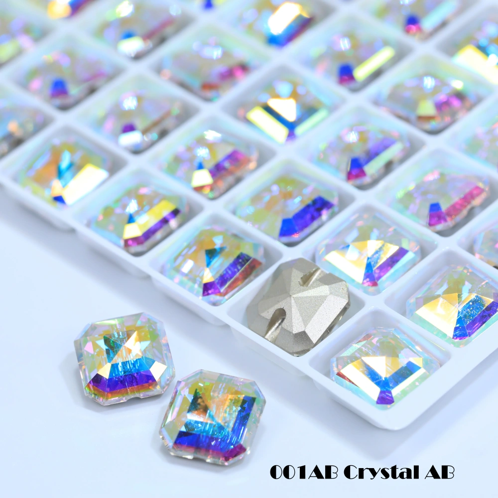 Princess Square Cross Hole Buttons High-Quality Glass Crystal Buttons for DIY Garment Decoration & Handicraft Making