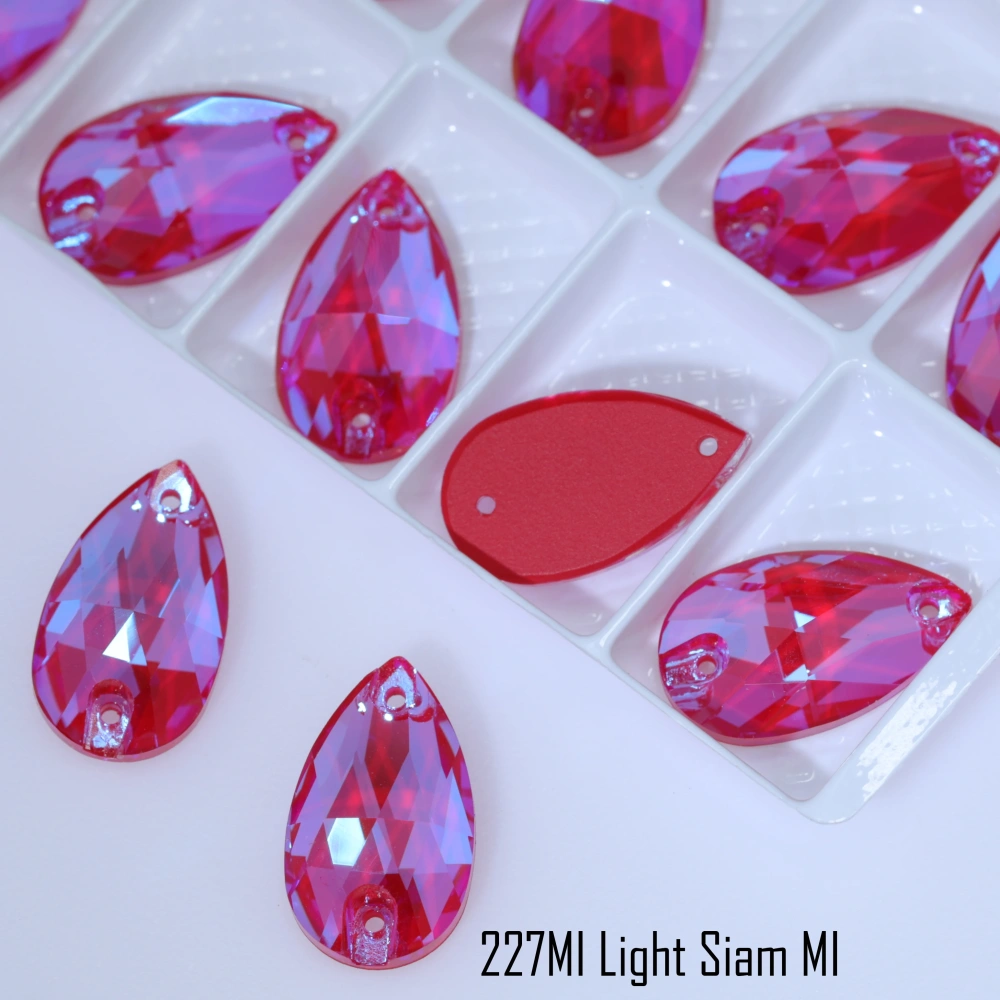 Sparkling Glass Crystal Sew-on Stones Rhinestone Drop Style with Paint Effect MI Shiny Hand Sewing Stones for DIY Craft Clothing