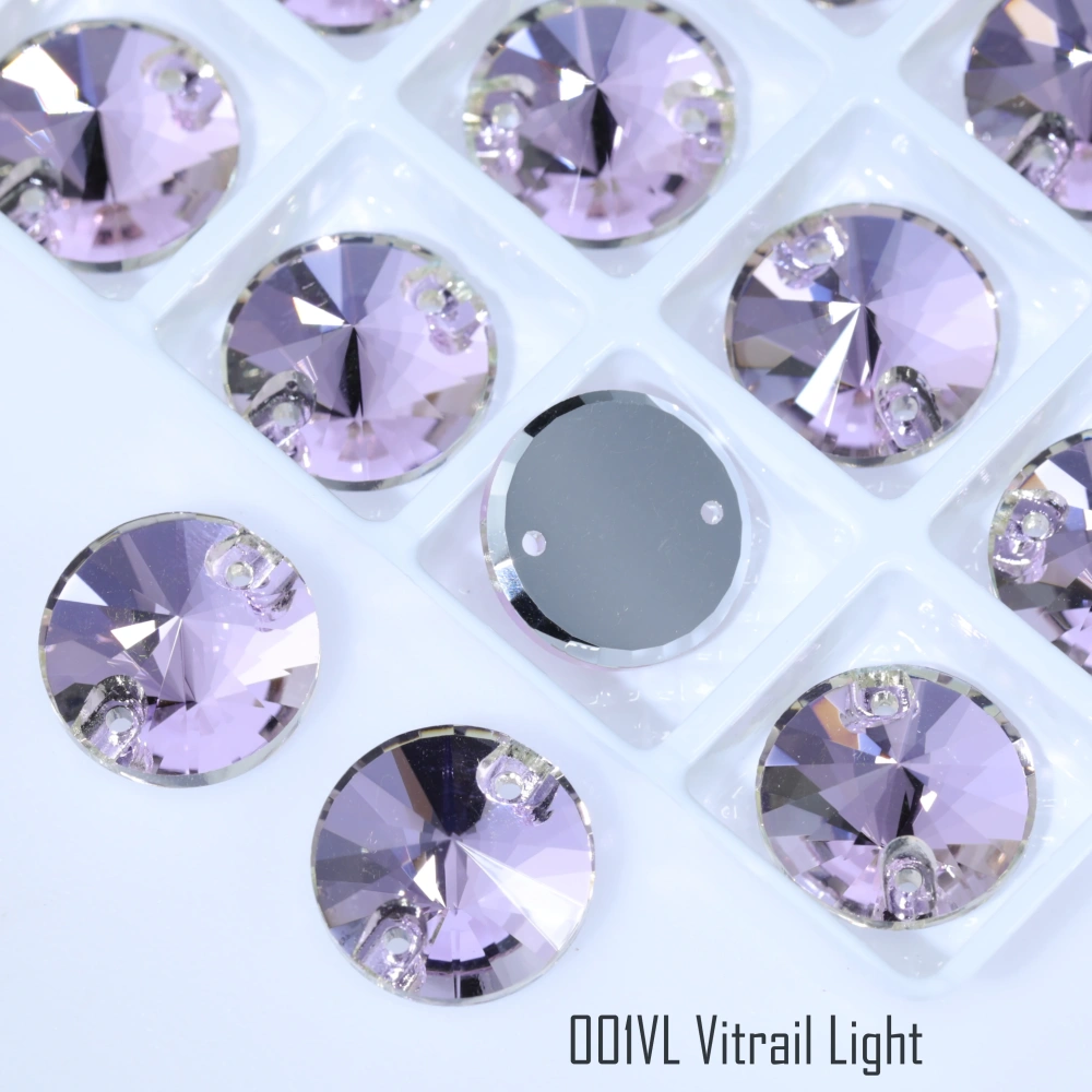 Rivoli Sew-on Stone Crystal Plating Effect Sparkling Fancy Sewing Stones Glass Crystal Rhinestones for DIY clothing and wedding