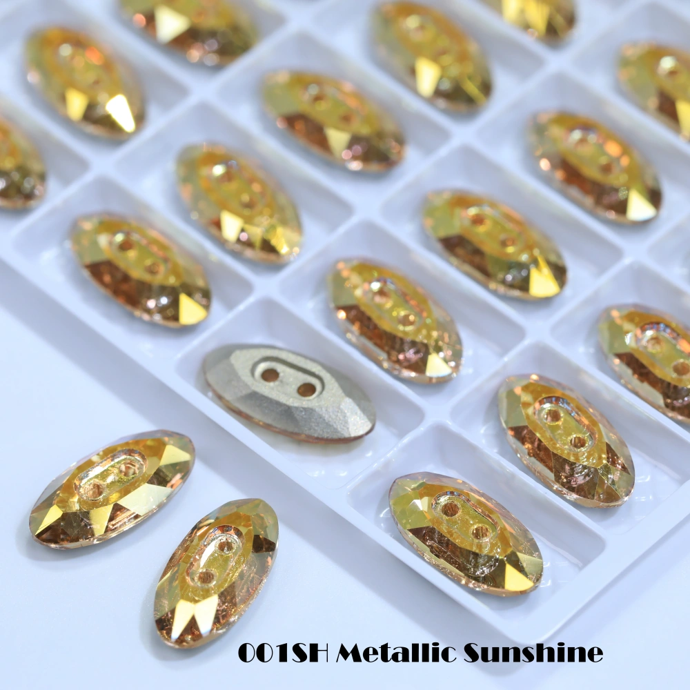 Sparkling Crystal Long Classical Oval Buttons Stone Design Version White Coated Rhinestones Clothes Bags DIY Crafts Accessories