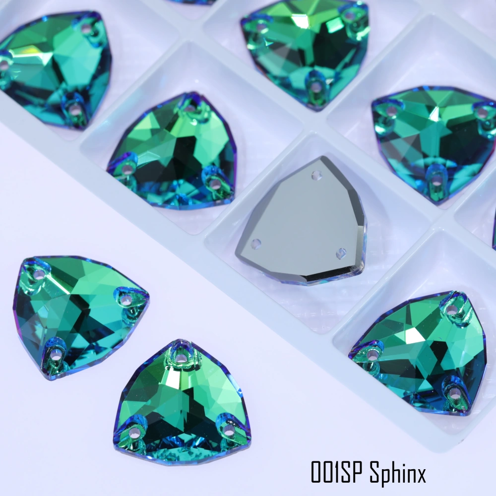 Rhinestone Trilliant Sew-on Stone Crystal Plating Effect Top Quality Sparkling Fancy K9 glass rhinestones with flatback  sewing