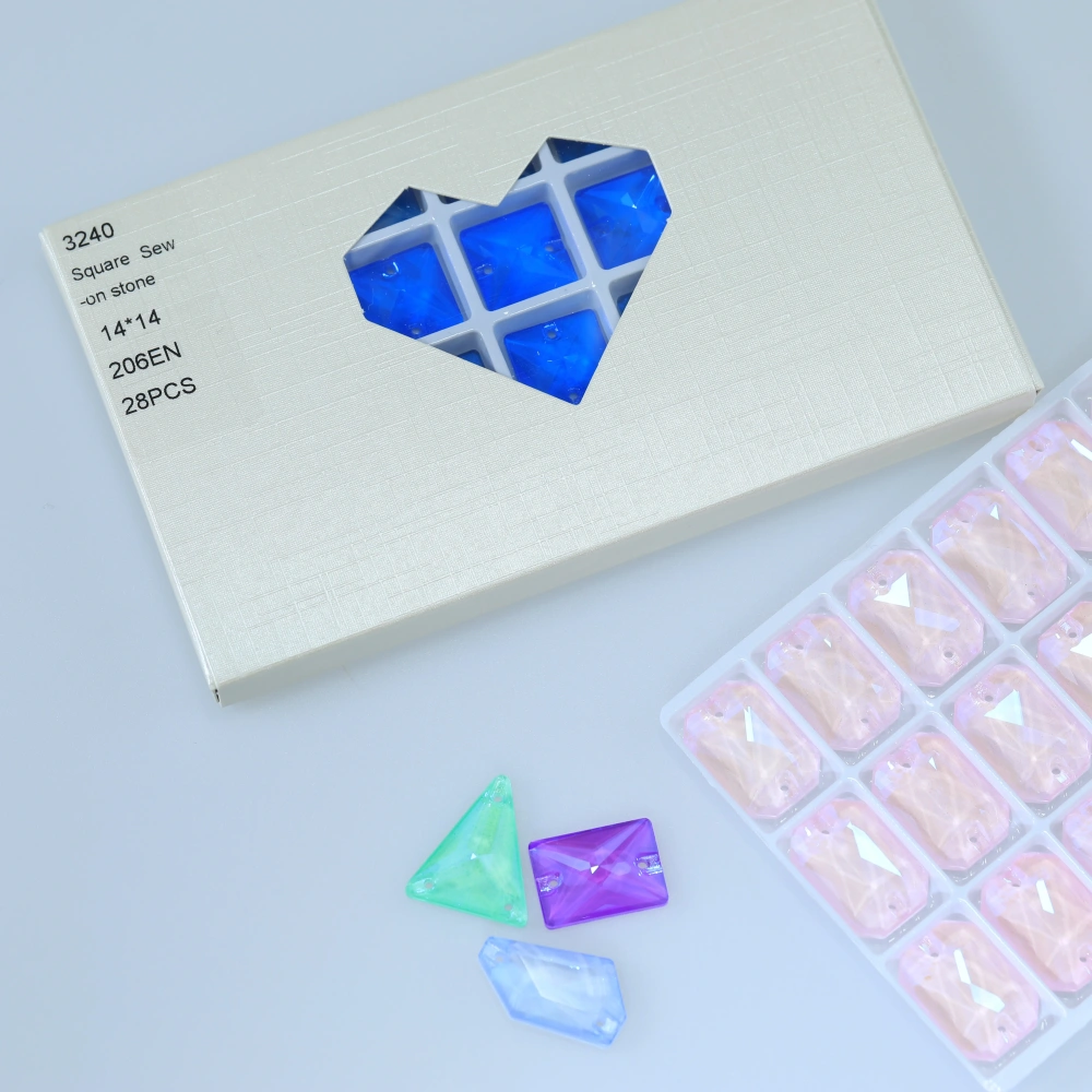 Glass Crystal Sew-on Stones Heart Shape - Paint Effect Craft Beads for DIY Clothing Bags Shoes Hair Accessories Scrapbooking