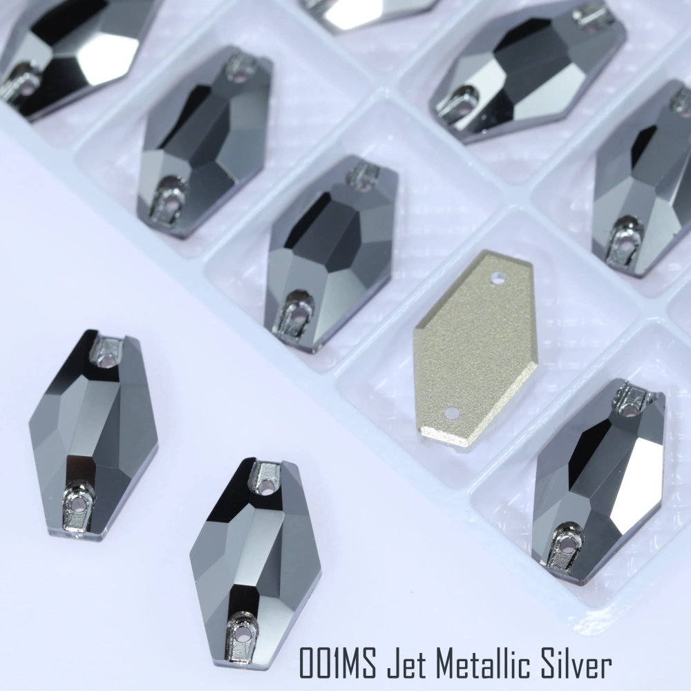 Hexagon Sew-on Stone Crystal Plating Effect Top Quality Glass Crystal Sewing Stones Flatback Sew on Rhinestones For  Clothing