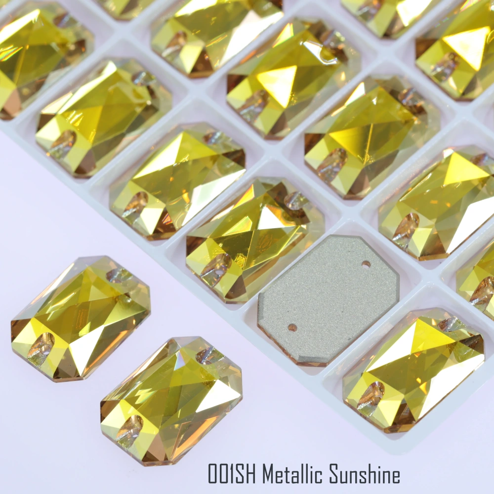 AB MO 3252 Emerald Cut Glass Sewing Stones for Clothing Wedding Dress Sparkling Fancy Crystals Rhinestone Flatback Sew-On Stone