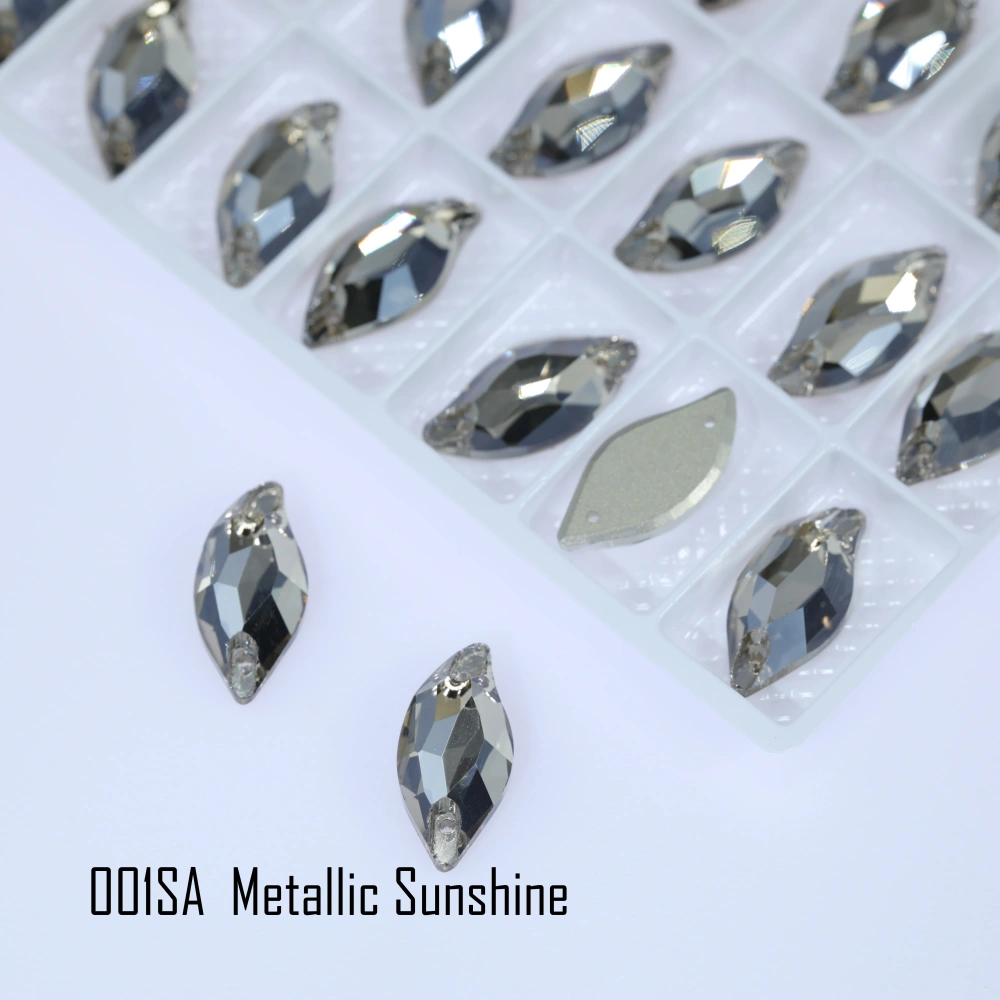Rhinestone Diamond Leaf Sew-on Stone Crystal Plating Effect Various colors of high-quality K9 glass rhinestones with flat back