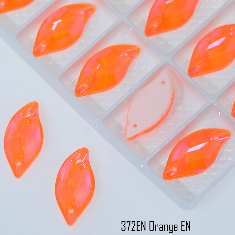 Luminous Leaf Shape Glass Rhinestones Top Quality Sew-on Crystal Stones with Paint Effect Sparkling Diamond Like for Garment Bag