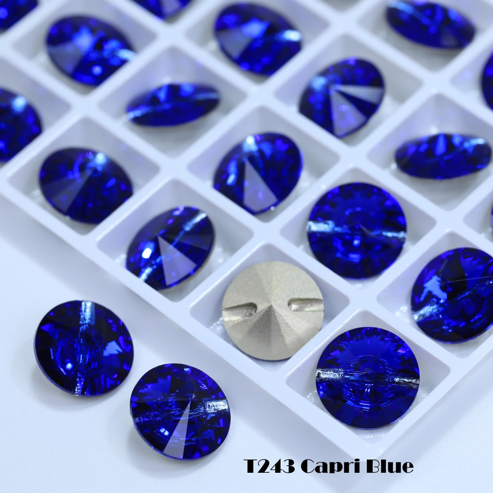 High Quality Universal Rivoli Cross Hole Buttons Shiny Rhinestone Buttons for Clothes Bags Shoes Garment DIY Sewing Decorative