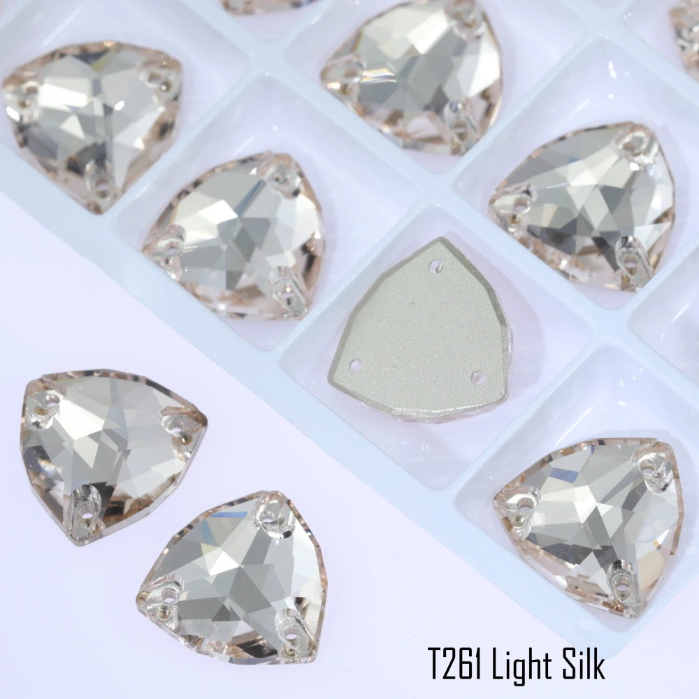 Triangle Sew on Stone Moonlight Glass Crystal Dazzling Hotfix Flatback Sewing Colorful Rhinestones For DIY Garment Clothes Bags