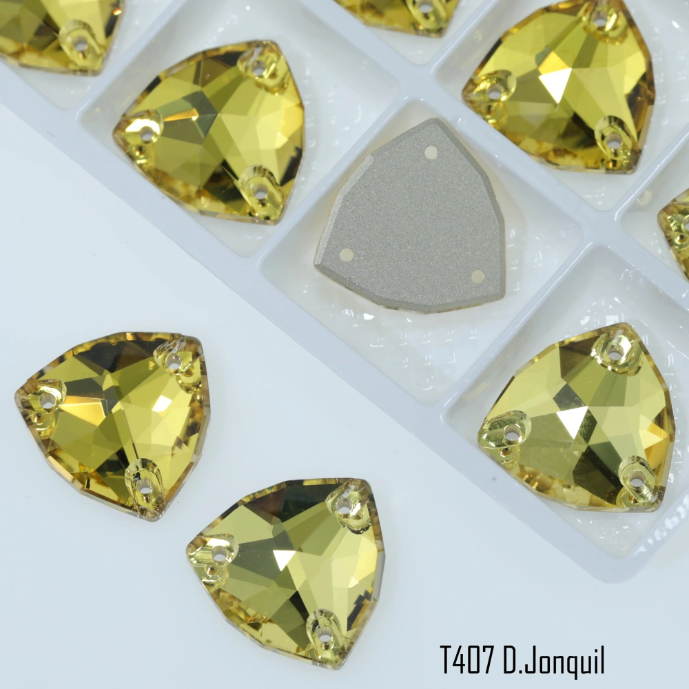 Triangle Sew on Stone Moonlight Glass Crystal Dazzling Hotfix Flatback Sewing Colorful Rhinestones For DIY Garment Clothes Bags