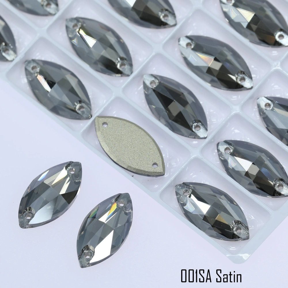 Rhinestone Navette Sew-on Stone Crystal Plating Effect Glass Sewing Stones for Clothing Top Quality Glass Crystal Sparkling