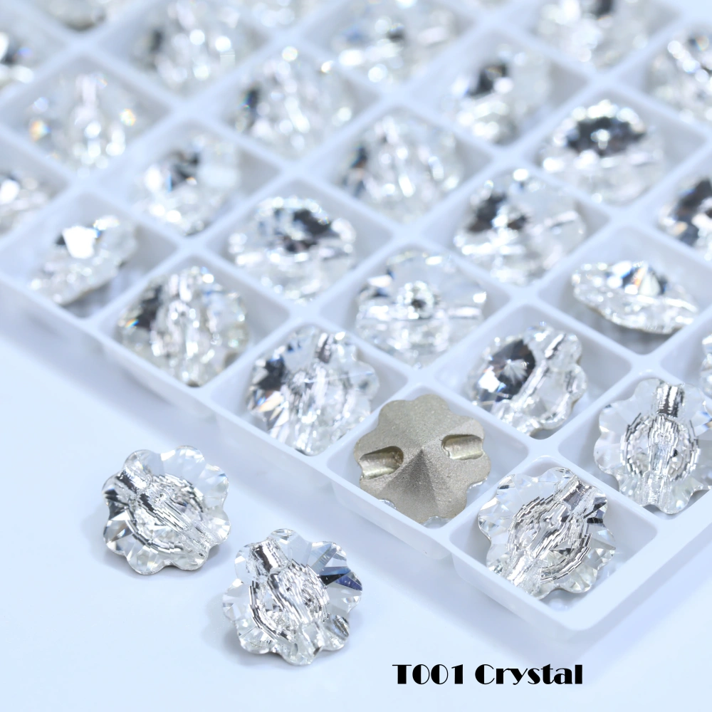 5A Grade High Quality Sparkling Glass Crystal Buttons Clover Shape Cross Hole Shiny Buttons for Clothing Sewing Accessories
