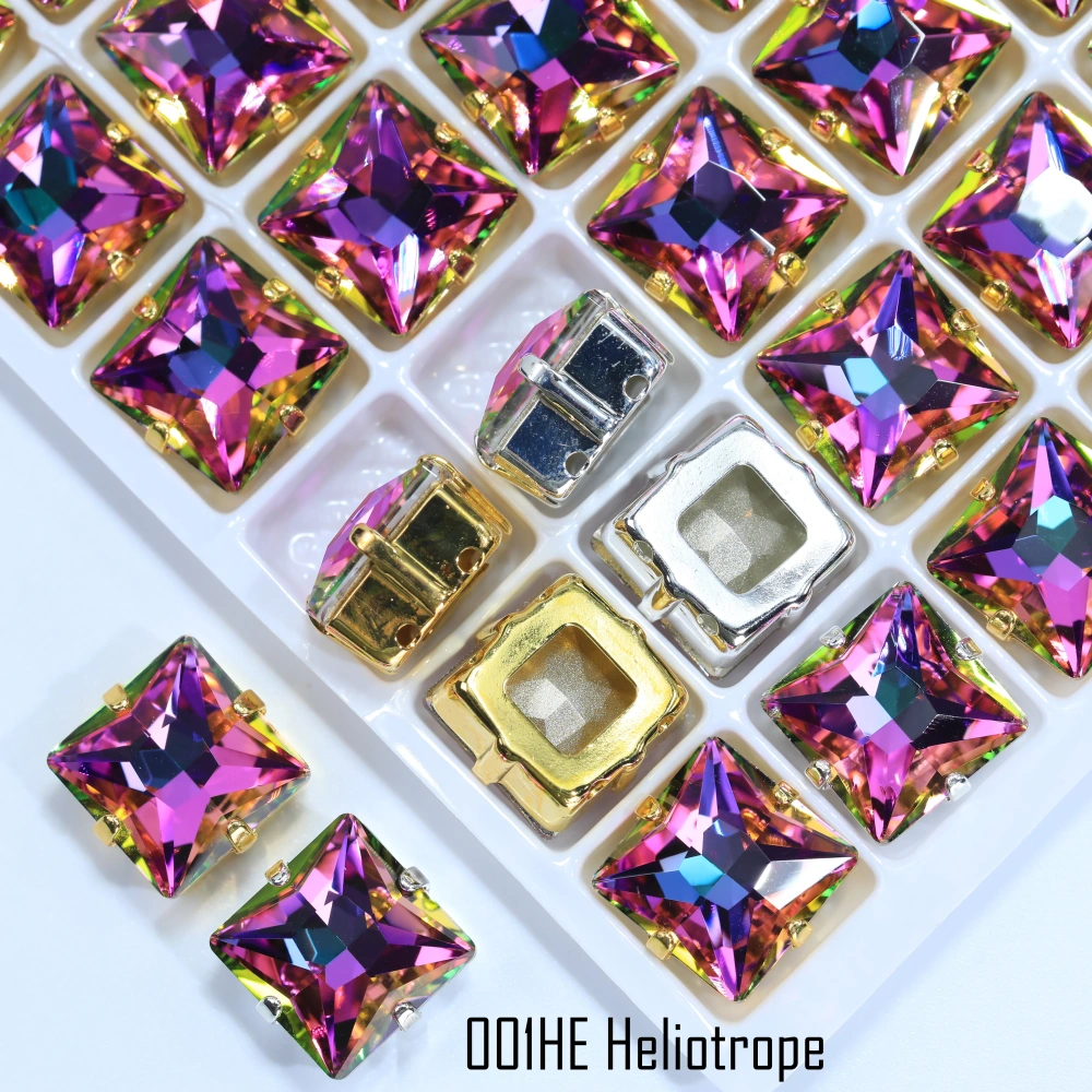 Crystal Plating Effect Princes Square Fancy Stone Claw-Set Rhinestones High-Shine Artificial Crystal DIY Accessoriesfor Wedding