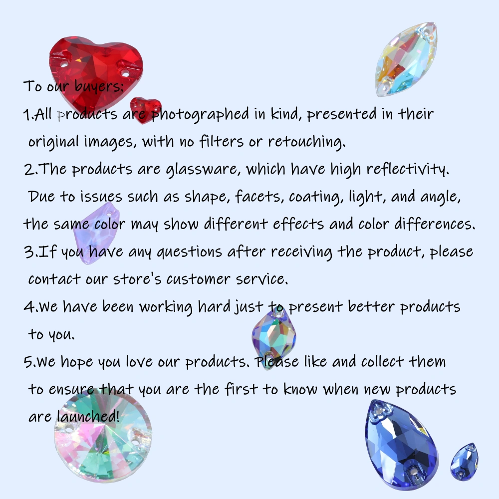 Glass Crystal Sew-on Stones Heart Shape - Paint Effect Craft Beads for DIY Clothing Bags Shoes Hair Accessories Scrapbooking