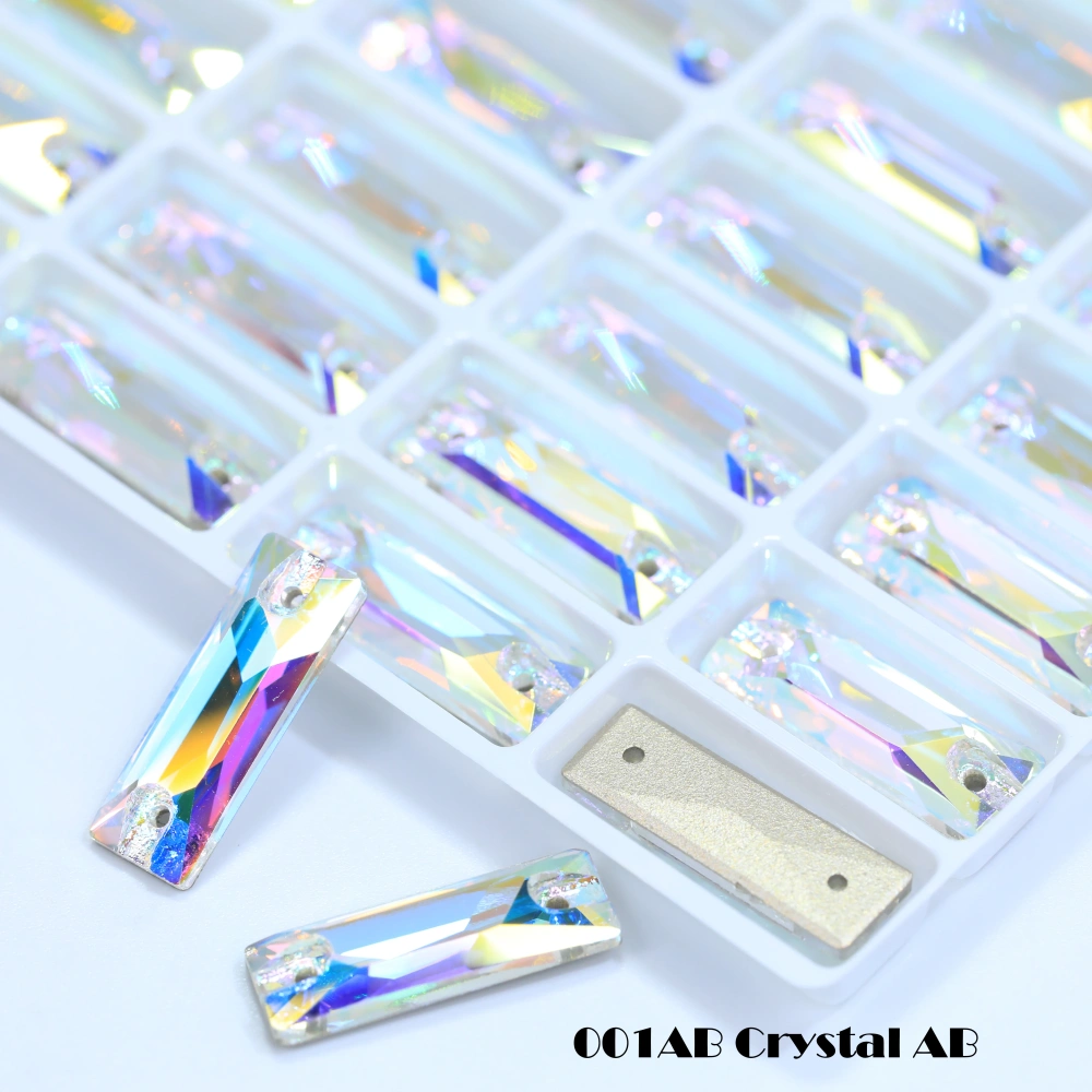 White Coated Cosmic Baguette Sew On Stones Long Glass Crystal Wedding Party Decor Nail Art DIY Craft Ornaments Craft Supplies
