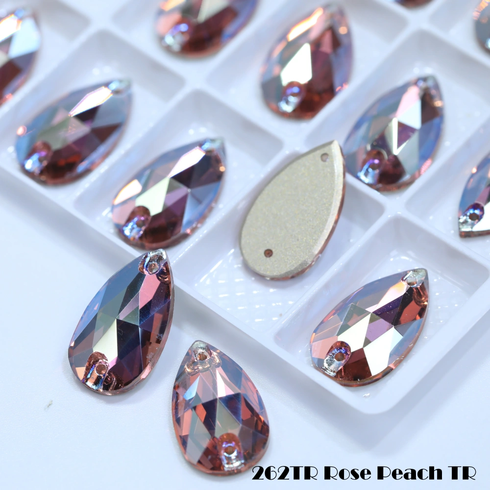 Drop TR Effect Transmission Silk Siam Glass Crystal Sewing Stones Flatback Sew on Rhinestones For Garment Clothes Bags