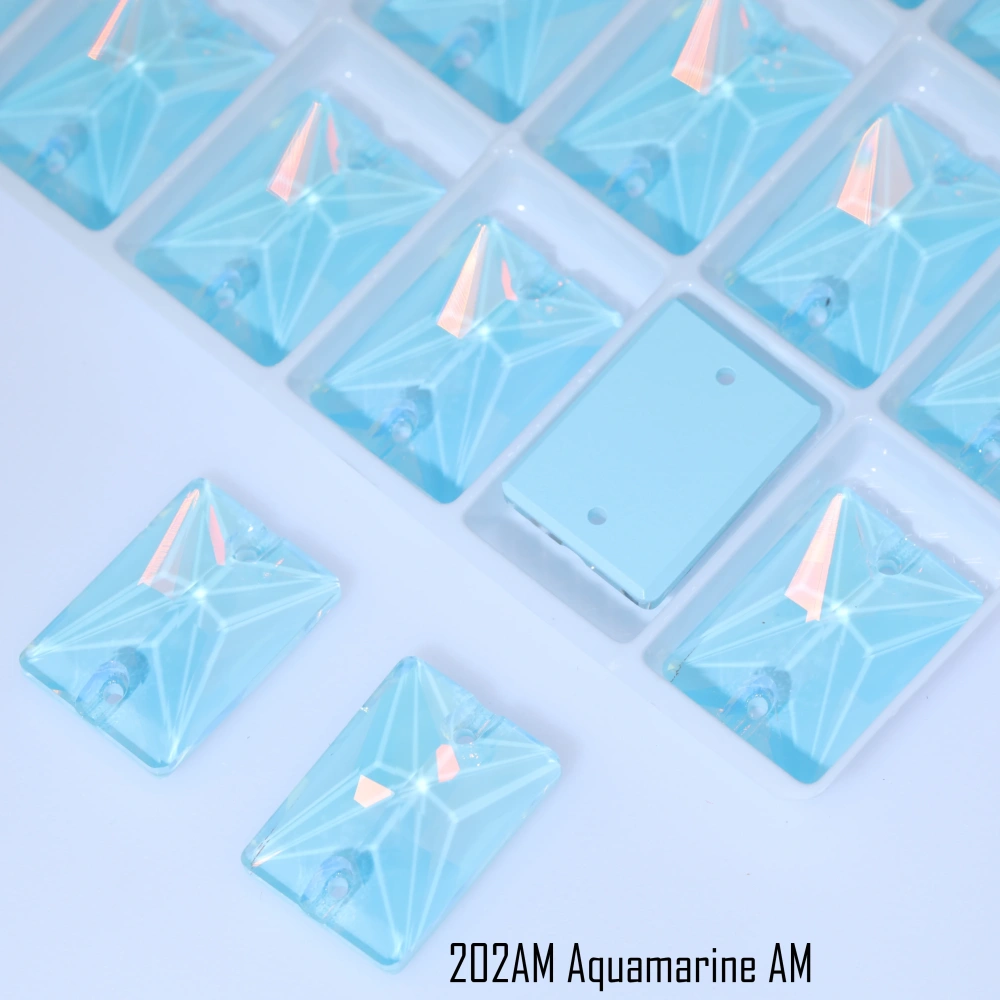 Rectangular Right-Angle AM Sew-On Glass Crystal White Glossy Finish DIY Craft Supplies For Clothing Phone Case Hair Accessories