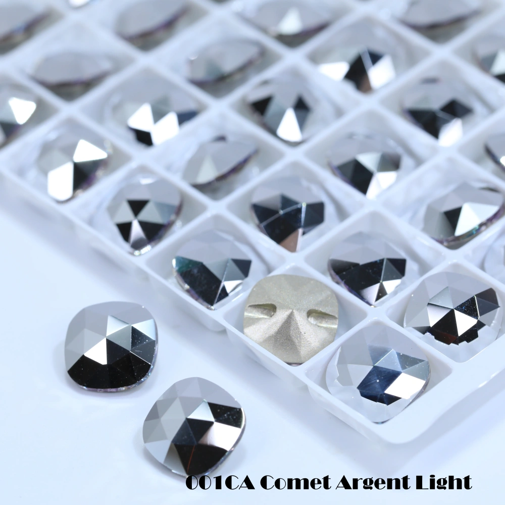 5A Grade Sparkling Cushion Cross Hole Crystal Buttons for Wedding Dress Blouse DIY Clothing Decor Accessories Siam Rose