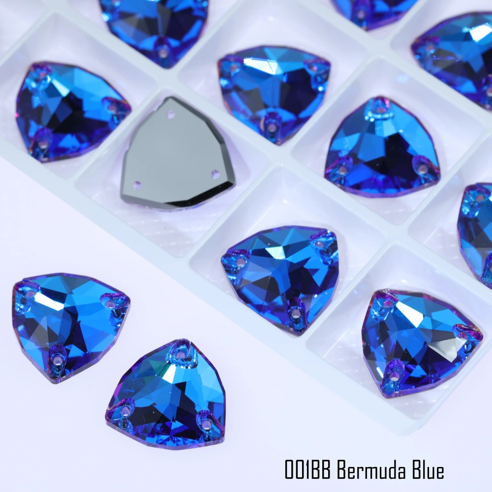Rhinestone Trilliant Sew-on Stone Crystal Plating Effect Top Quality Sparkling Fancy K9 glass rhinestones with flatback  sewing