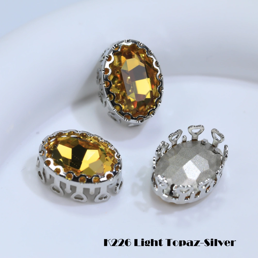Oval Bird Nest Claw Drill Rhinestones Sharp Bottom Fancy Gemstone Shiny Crystal Sew On Stone For DIY Clothing Jewelry Accessorie