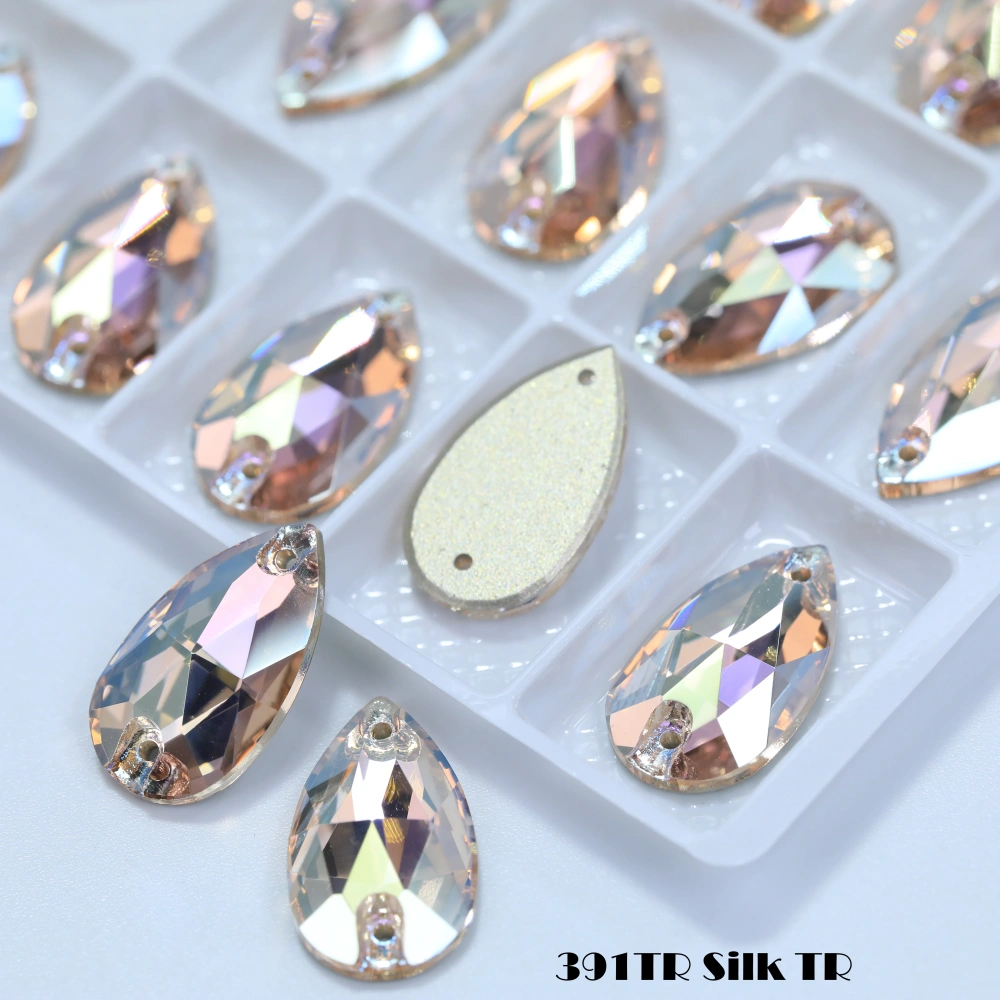 Drop TR Effect Transmission Silk Siam Glass Crystal Sewing Stones Flatback Sew on Rhinestones For Garment Clothes Bags