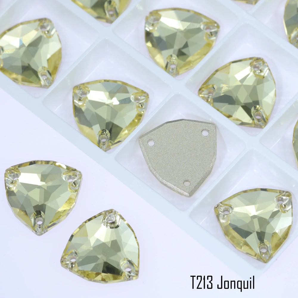 Triangle Sew on Stone Moonlight Glass Crystal Dazzling Hotfix Flatback Sewing Colorful Rhinestones For DIY Garment Clothes Bags