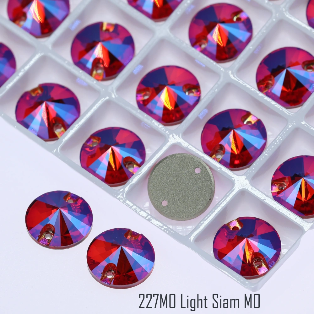 Rivoli Style Glass Crystal Sew-on Stones Normal Color Plating Effect MO Shiny Hand Sewing Gemstones for DIY Clothing Rhinestones