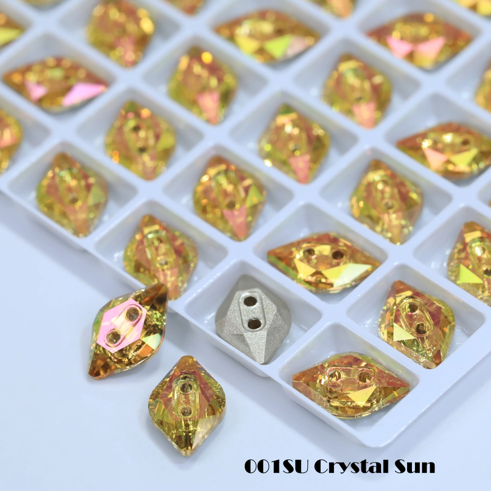 High Grade Glass Crystal Lemon Buttons Stone Design Flatback Sew on Rhinestones Rosaline DIY Garment Accessories for Dress Shoes