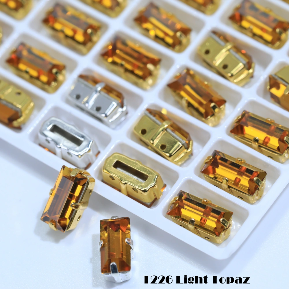 Top Quality Color Glass Crystal Baguette Rectangle Pointed Back Sew on Claw Rhinestones Shiny Fancy Loose Stones DIY Garment bag