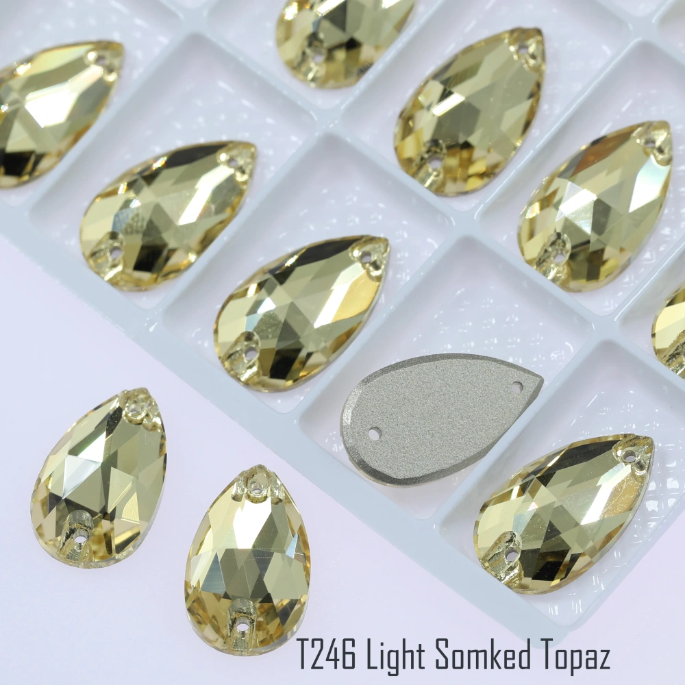 Drop Rhinestone Teardrop Sew On Rhinestone Flatback Crystal Glass Strass Sewing Stones For Clothes Decoration Top Quality Rose