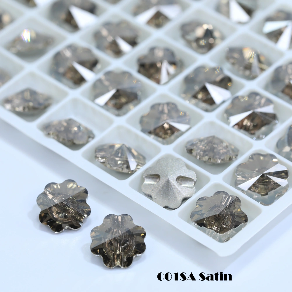 5A Grade High Quality Sparkling Glass Crystal Buttons Clover Shape Cross Hole Shiny Buttons for Clothing Sewing Accessories