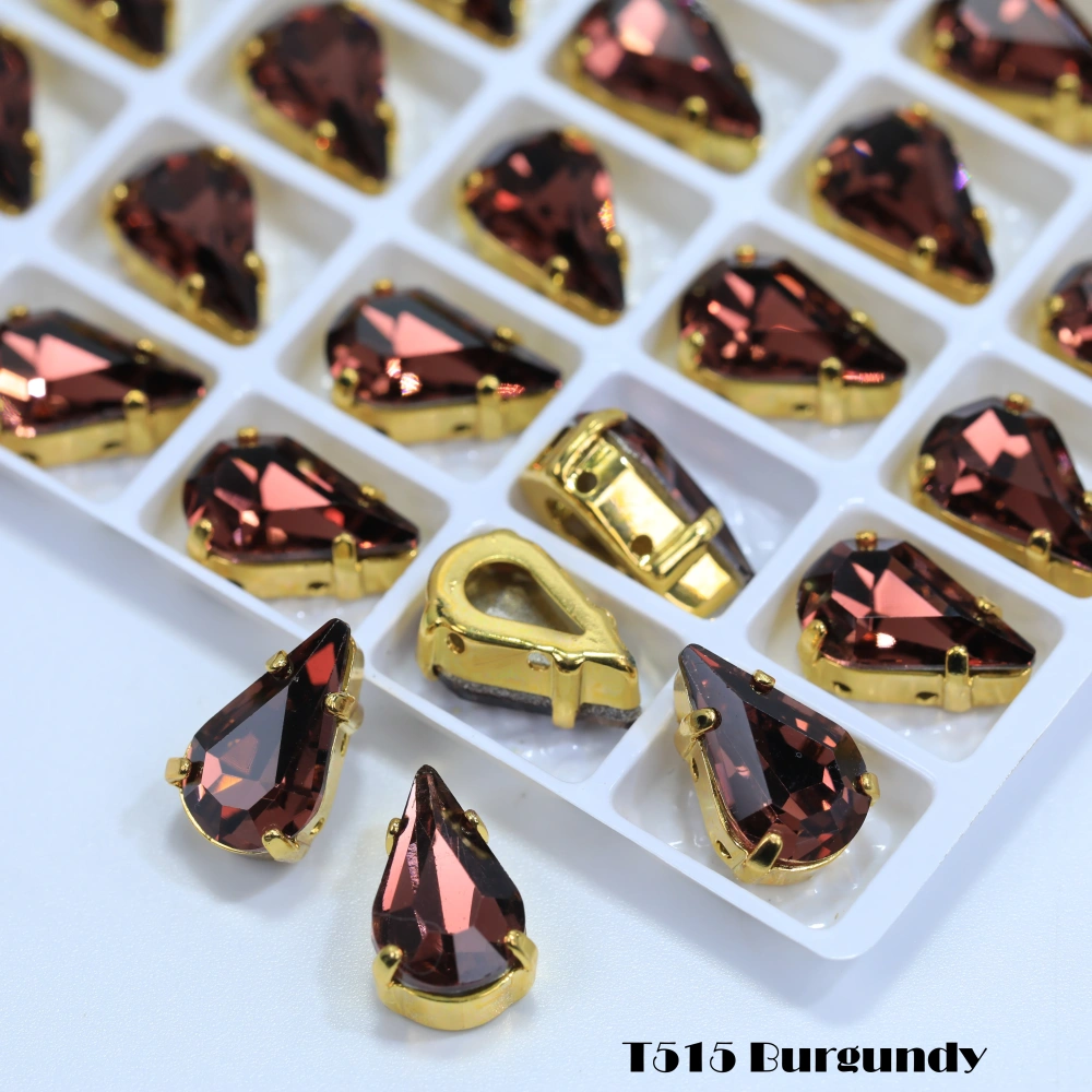 All Size Colour Tear Drop Glass Crystal Sewing Stone Sew on Rhinestones Gold Silver Claw Rhinestones For Garment Clothes Bags