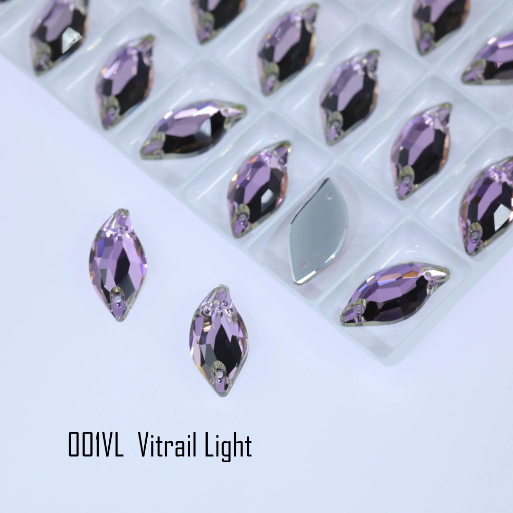 Rhinestone Diamond Leaf Sew-on Stone Crystal Plating Effect Various colors of high-quality K9 glass rhinestones with flat back