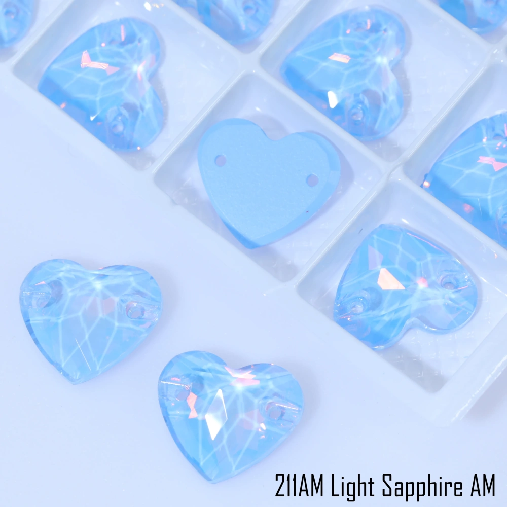 Rhinestone Heart Sew-on Stone Crystal Paint Effect AM Light Azore Phantom AM Glass Sewing Stones for Clothing Flatback Sparkling
