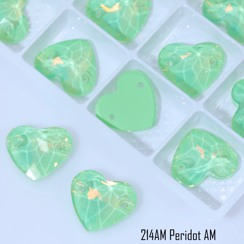Rhinestone Heart Sew-on Stone Crystal Paint Effect AM Light Azore Phantom AM Glass Sewing Stones for Clothing Flatback Sparkling