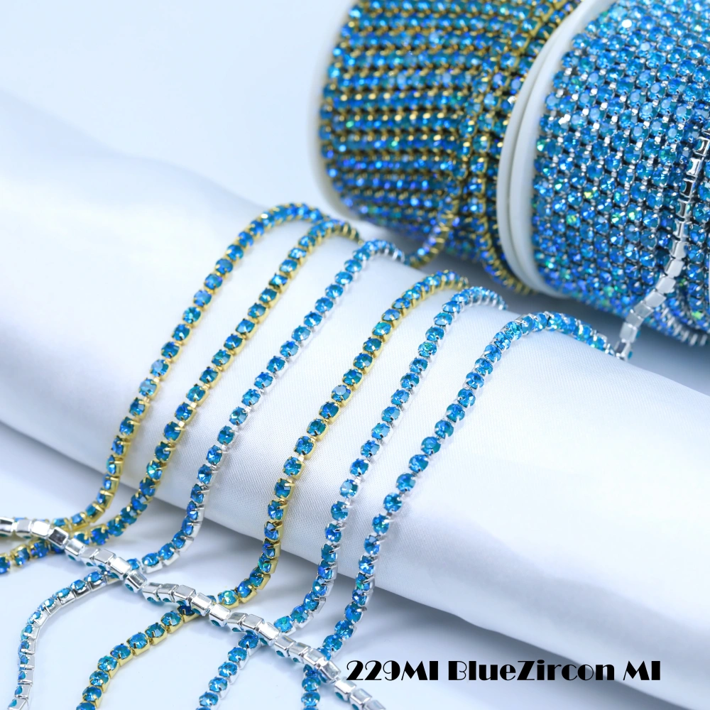 Round Crystal Rhinestone Claw Chain Sparkling AB Color Gold/Silver Plated DIY Jewelry Wedding Dress Shoes Bags Crafts Decoration