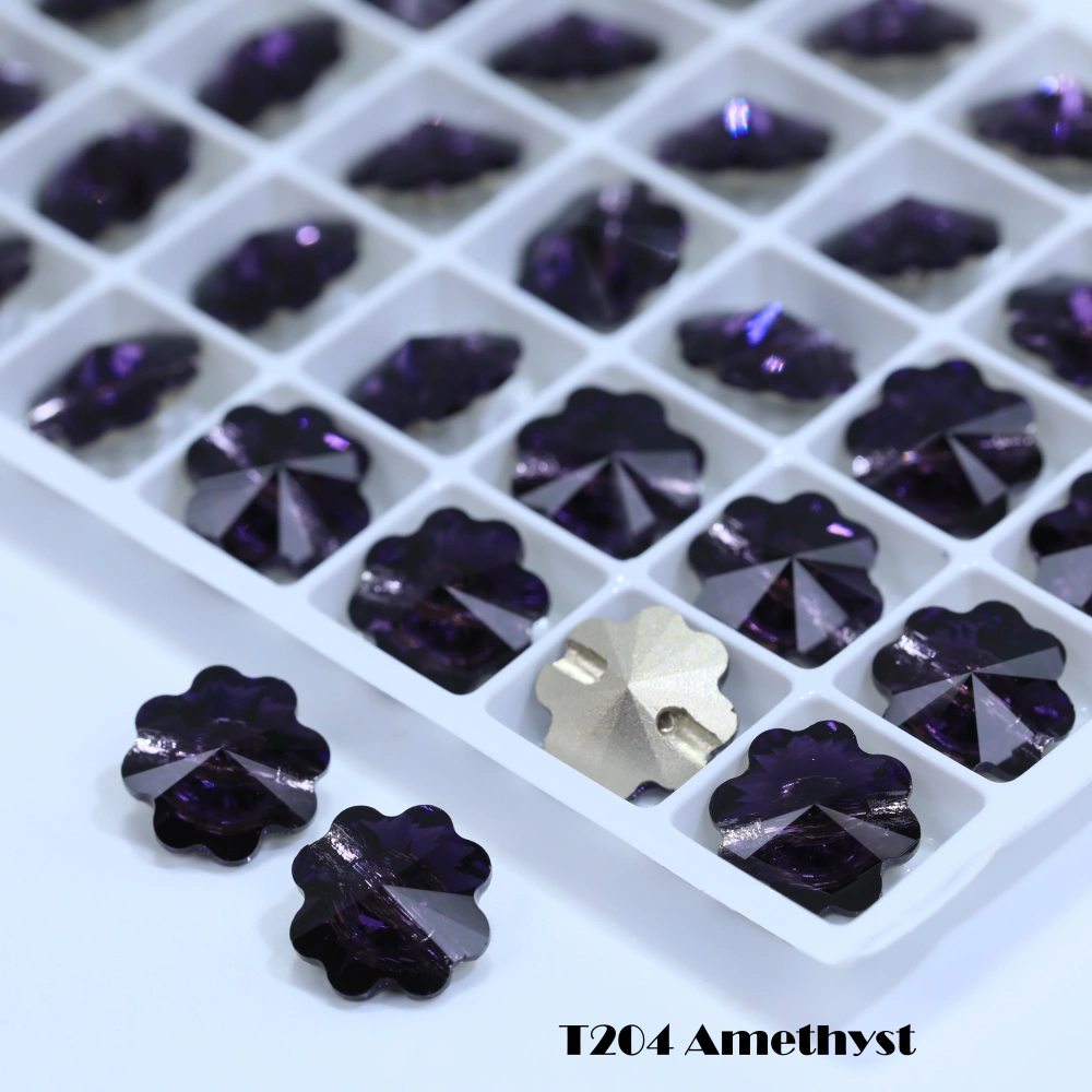 5A Grade High Quality Sparkling Glass Crystal Buttons Clover Shape Cross Hole Shiny Buttons for Clothing Sewing Accessories