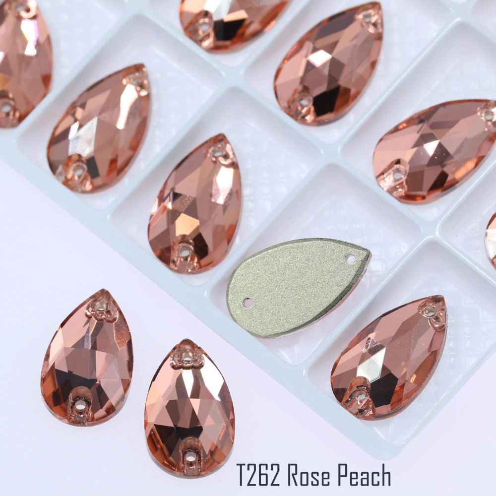 Drop Rhinestone Teardrop Sew On Rhinestone Flatback Crystal Glass Strass Sewing Stones For Clothes Decoration Top Quality Rose