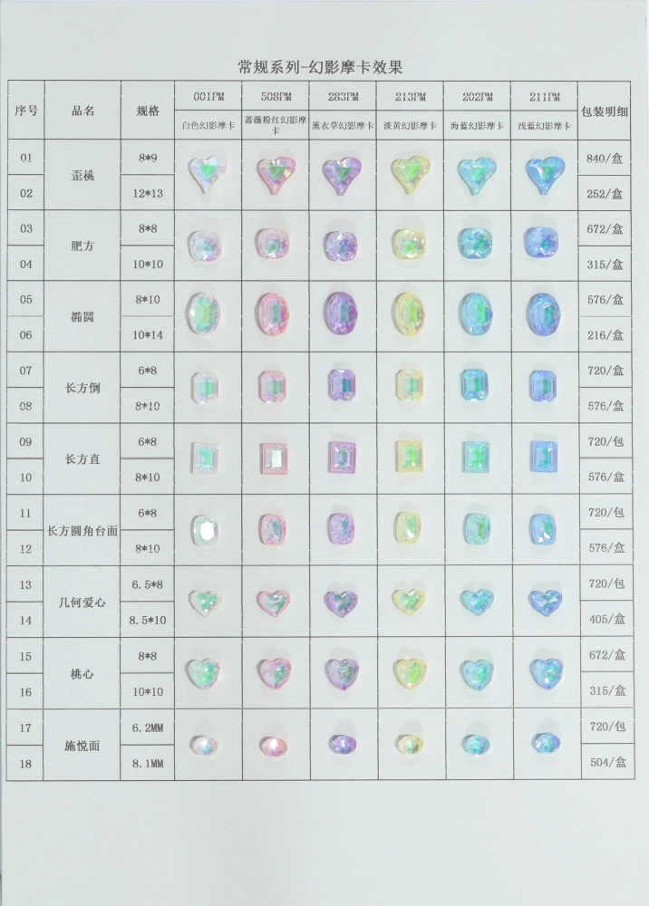 DIY Sew On Crystal Rhinestone Mocha Effect Series Color Chart Specification Card Handmade Jewelry Garment Accessory Tool