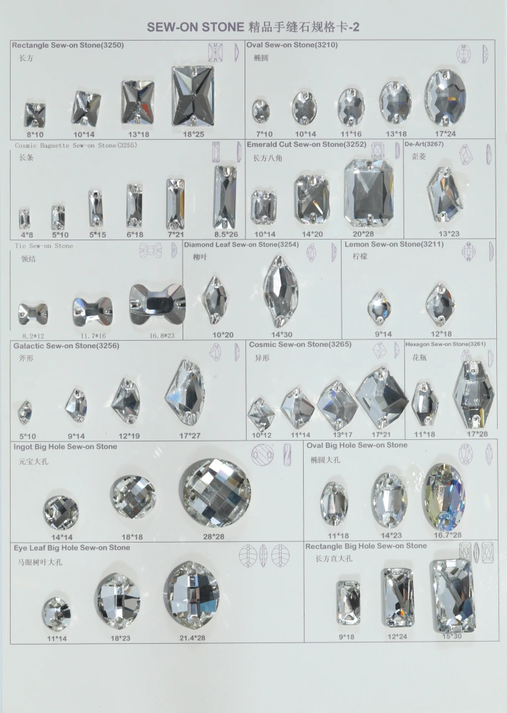 Sew On Rhinestones Color Chart Size Specification Card DIY Jewelry Making Accessories Display Card