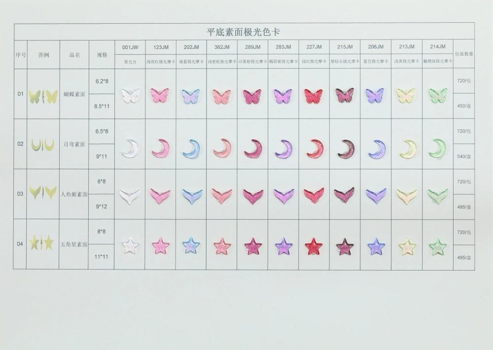 Flat Back Plain Surface Rhinestone Button Color Chart Size Specification Card DIY Garment Jewelry Craft Swatch Card