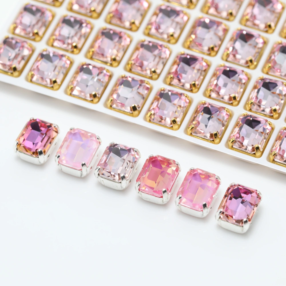 Shiny Crystal 4610 Cushion Octagon Pointed Back Stone Claw Rhinestones Stone Peach Apricot Bloom Series Bags Shoes Wedding Dress
