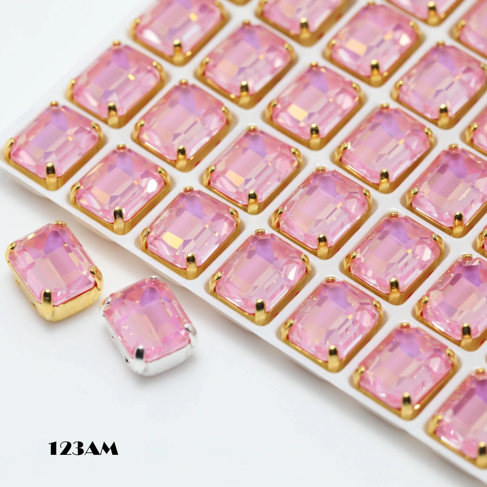 Shiny Crystal 4610 Cushion Octagon Pointed Back Stone Claw Rhinestones Stone Peach Apricot Bloom Series Bags Shoes Wedding Dress