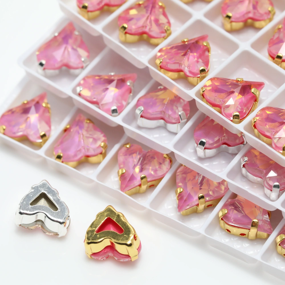 4809 Sweet Heart Pointed Back Claw Rhinestones Shiny Crystal Stone Peach Apricot Bloom Series DIY Supplies Bags Shoes Wedding