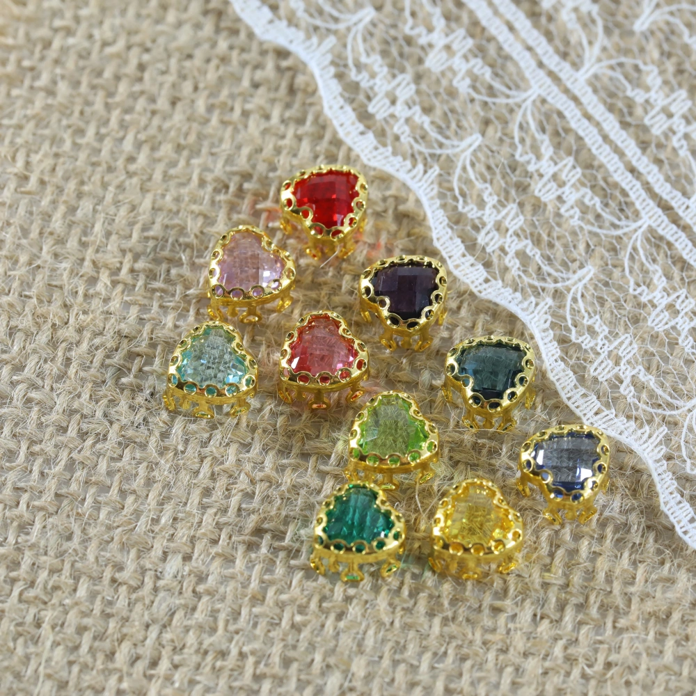 Sparkling Maxi Heart Clear Double Mesh Prong Crystal Bird Nest Claw Rhinestones Bags Shoes Wedding Dress Handmade Craft Supplies