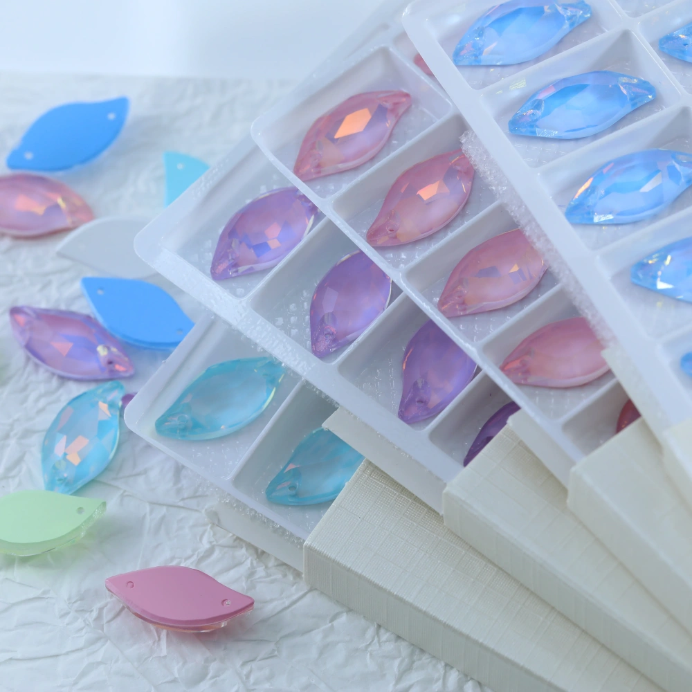 Diamond Leaf  Sew-on Stone AM EN Series Luminous Crystal Rhinestones DIY Craft Accessories For Shoes Bags Wedding Dress Clothing