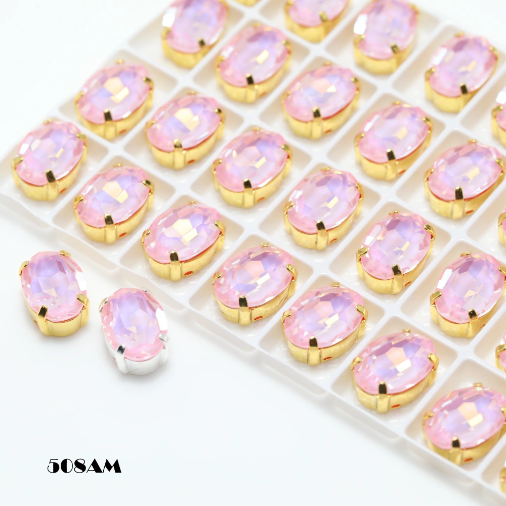 Shiny Crystal Stone 4120 Oval Pointed Back Claw Rhinestones Peach Apricot Bloom Series for DIY Supplies Bags Shoes Wedding Dress