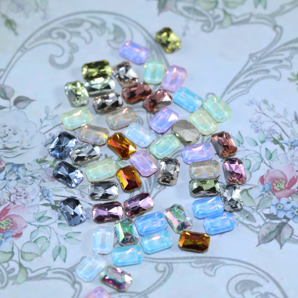Princes Square Flat Back Bevel Edge Plus Rhinestones Sparkling Crystal Fancy Stones For Nail Art Bags Wedding Dress DIY Supplies
