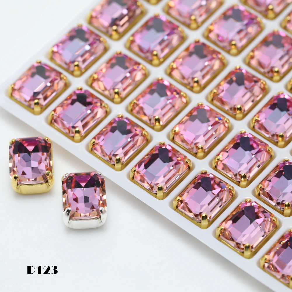 Shiny Crystal 4610 Cushion Octagon Pointed Back Stone Claw Rhinestones Stone Peach Apricot Bloom Series Bags Shoes Wedding Dress